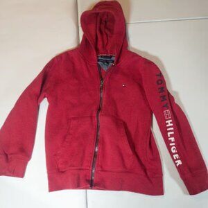 Tommy Hilfiger Hoodie Red Full Zip Logo Sweatshirt Boys Size S